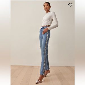 Reformation Crystal High Rise Straight Long Jeans